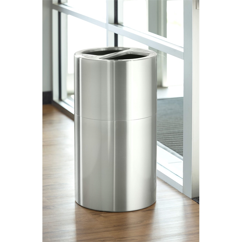 Pemberly Row Dual Recycling Receptacle in Stainless Steel