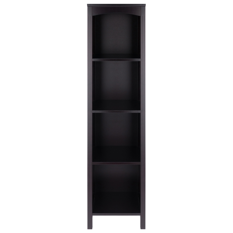 Pemberly Row 5-Tier Transitional Solid Wood Storage Shelf/Bookcase in Espresso