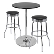 Pemberly Row 3-Piece Transitional Metal/Wood Pub Set in Black/Chrome