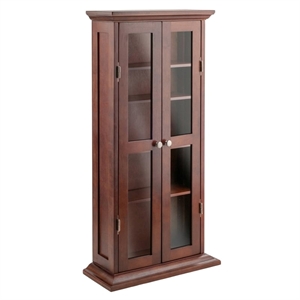 Pemberley Row Solid Wood Antique Walnut Media Storage Cabinet Rectangular 44.17&quotH Unassembled