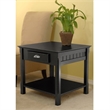 Pemberley Row Solid Wood Black End Table Rectangular Drawer Storage 22.05