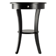 Pemberly Row Curved Leg Contemporary Wood End Table with Drawer in Black