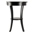 Pemberly Row Curved Leg Contemporary Wood End Table with Drawer in Black