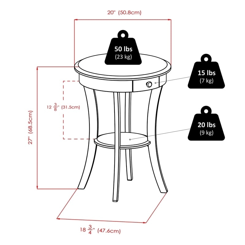 Pemberly Row Curved Leg Contemporary Wood End Table with Drawer in Black
