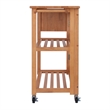 Pemberly Row Foldable Solid Wood Kitchen Cart with Casters in Light Oak