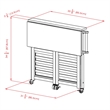 Pemberly Row Foldable Solid Wood Kitchen Cart with Casters in Light Oak