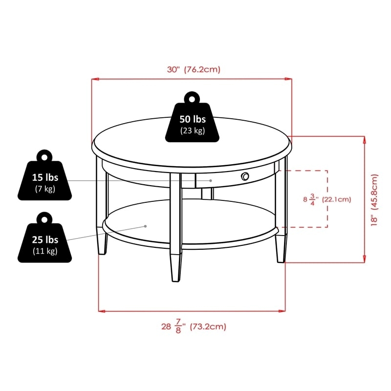 Pemberley Row Solid Wood Antique Walnut Coffee Table Round 30