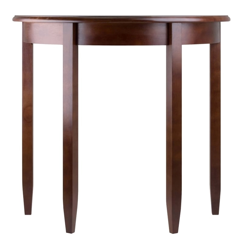 Pemberly Row Half Moon Transitional Solid Wood Console Table in Antique Walnut