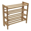 Pemberly Row 4-Tier Transitional Solid Wood Shoe Rack in Natural