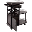 Pemberly Row Transitional Solid Wood Entertainment Bar Cart in Espresso