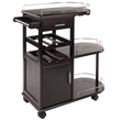 Pemberly Row Transitional Solid Wood Entertainment Bar Cart in Espresso