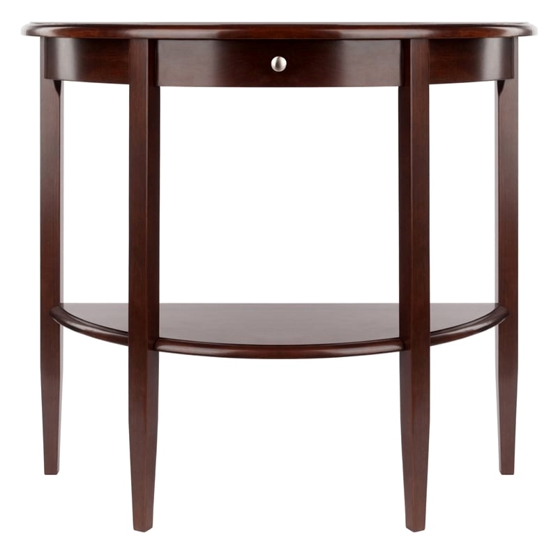 Pemberley Row Solid Wood Warm Walnut Console Table Round Drawer 39.29