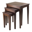 Pemberly Row 3-Piece Transitional Solid Wood Nesting Tables in Antique Walnut