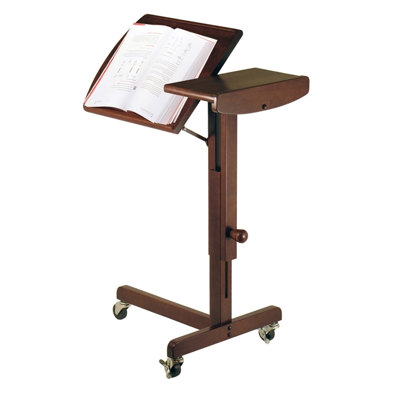 Pemberley Row Solid Wood Antique Walnut Lap Table Cart Adjustable 36