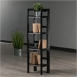 Pemberly Row 4-Tier Modern Solid Wood Folding Bookshelf in Black/Walnut