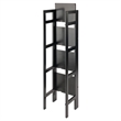 Pemberly Row 4-Tier Modern Solid Wood Folding Bookshelf in Black/Walnut