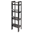 Pemberly Row 4-Tier Modern Solid Wood Folding Bookshelf in Black/Walnut