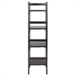 Pemberly Row 4-Tier Modern Solid Wood Folding Bookshelf in Black/Walnut