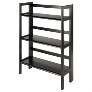 Pemberly Row 3-Tier Stackable and Folding Solid Wood Book Shelf in Black