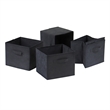Pemberly Row 4-Section Solid Wood Storage Shelf w/ 4-Baskets in Espresso/Black