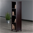 Pemberly Row 4-Tier Tall Solid Wood Storage Book Shelf in Antique Walnut