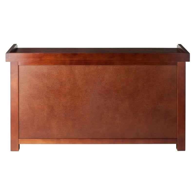 Pemberly Row Transitional Solid Wood Storage Bench in Antique Walnut