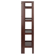 Pemberly Row 4-Tier Folding Transitional Solid Wood Book Shelf in Antique Walnut