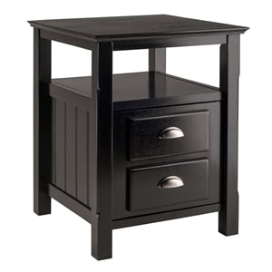 Pemberley Row Solid Wood Black Nightstand Rectangular 25&quot Unassembled