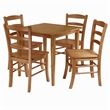 Pemberly Row 5-Piece Square Transitional Solid Wood Dining Set in Light Oak