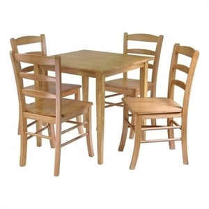 Pemberly Row 5-Piece Square Transitional Solid Wood Dining Set in Light Oak
