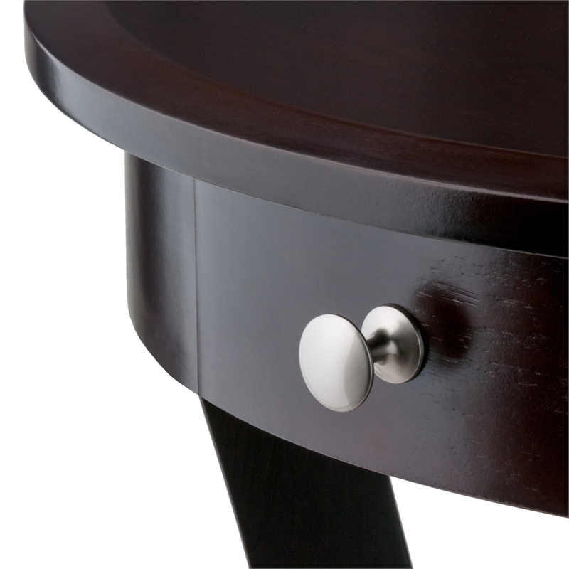 Pemberly Row Round Traditional Solid Wood Accent End Table in Cappuccino
