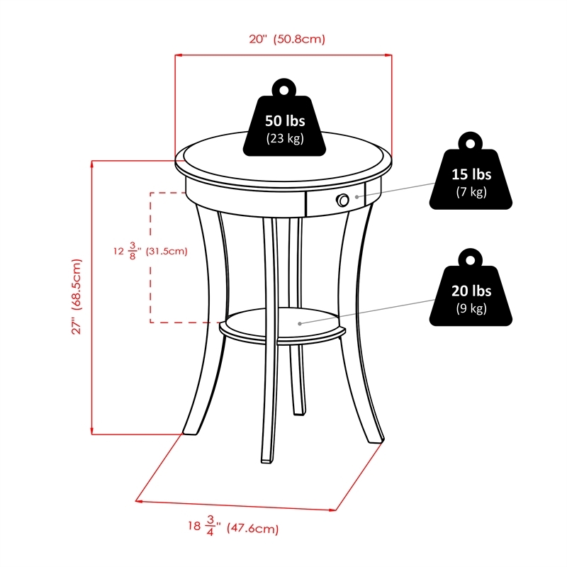 Pemberly Row Round Traditional Solid Wood Accent End Table in Cappuccino