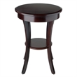 Pemberly Row Round Traditional Solid Wood Accent End Table in Cappuccino