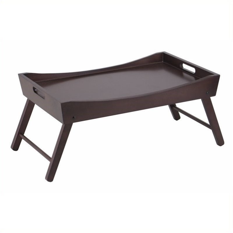 Pemberley Row Solid Wood Dark Espresso Bed Tray Rectangular Foldable 24.41