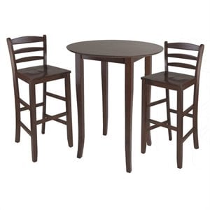 Pemberly Row 38.98&quotH 3-Piece Transitional Solid Wood Pub Set in Antique Walnut