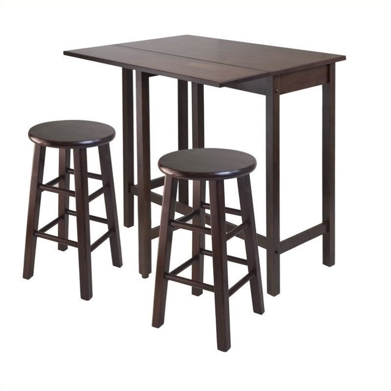 Pemberly Row 3-Piece Transitional Wood Kitchen Dining Set in Antique Walnut