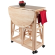 Pemberly Row 3-Piece Solid Wood Mobile Breakfast Dinette Set in Natural