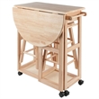 Pemberly Row 3-Piece Solid Wood Mobile Breakfast Dinette Set in Natural