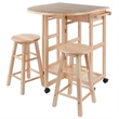 Pemberly Row 3-Piece Solid Wood Mobile Breakfast Dinette Set in Natural
