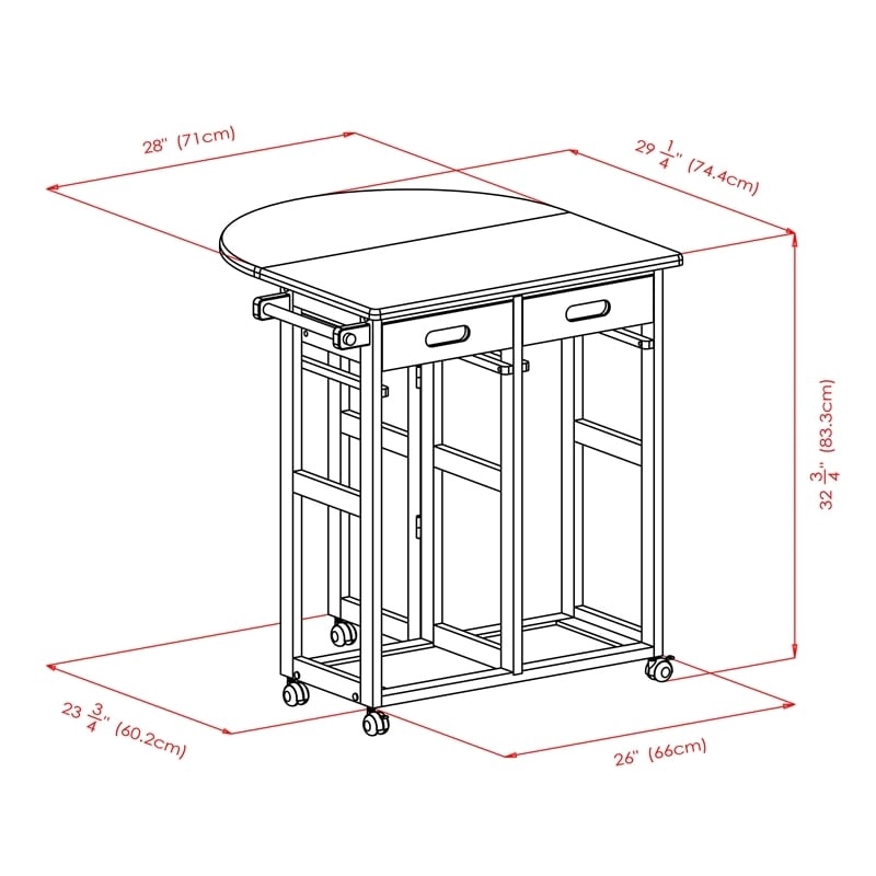 Pemberly Row 3-Piece Solid Wood Mobile Breakfast Dinette Set in Natural