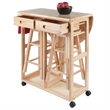 Pemberly Row 3-Piece Solid Wood Mobile Breakfast Dinette Set in Natural