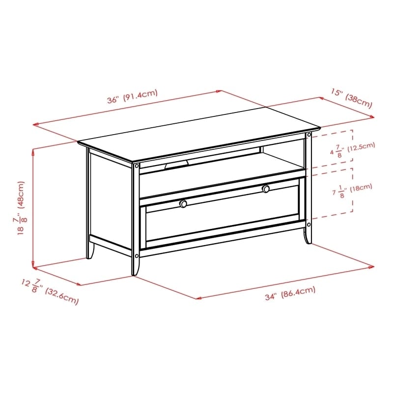 Pemberley Row Solid Wood Espresso TV Stand Rectangular 35.98
