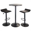 Pemberly Row 3-Piece Round Transitional Metal Pub Set in Black