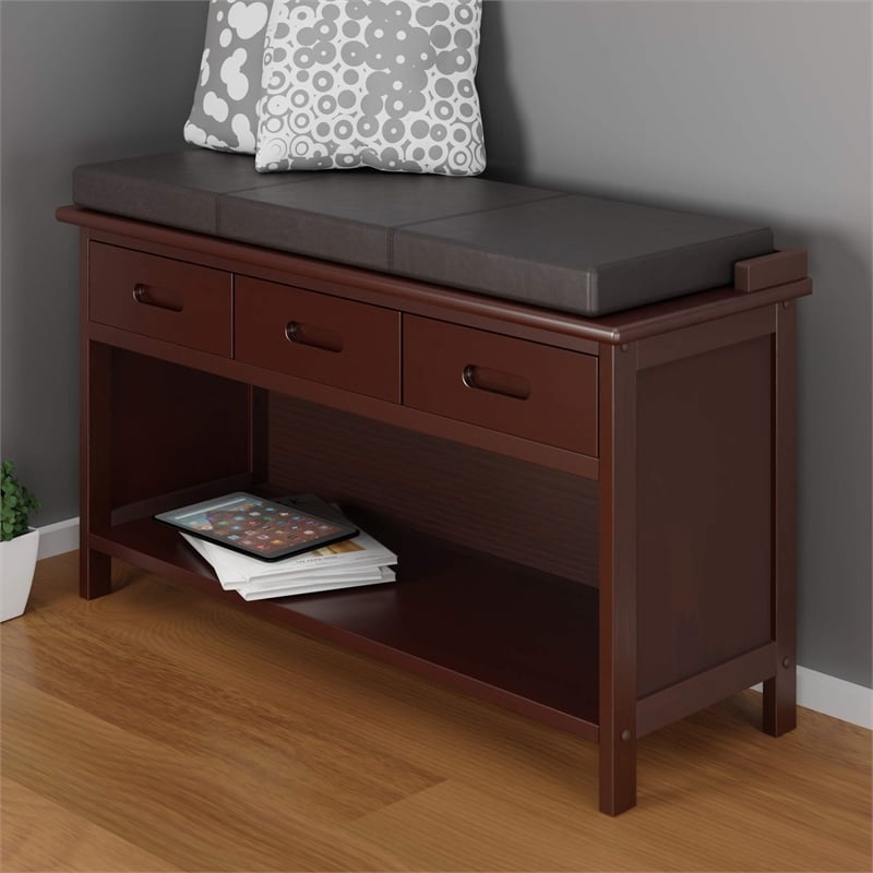 Pemberley Row Faux Leather Espresso Bench Cushion 35.83