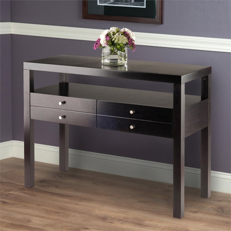 Pemberley Row Solid Wood Espresso Console Table Rectangular 40.16