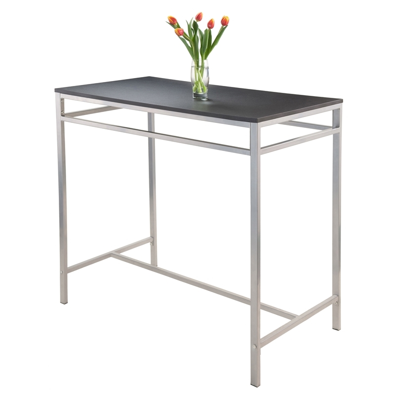 Pemberly Row 3-Piece Metal/Wood Counter Height Dining Set in Black/Gray