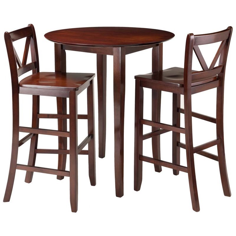 Pemberley Row Solid Wood Antique Walnut Pub Set Round 33.66