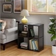 Pemberly Row 2x2 Modern Wood Storage Cabinet with Wainscoting Panel in Black