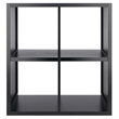 Pemberly Row 2x2 Modern Wood Storage Cabinet with Wainscoting Panel in Black
