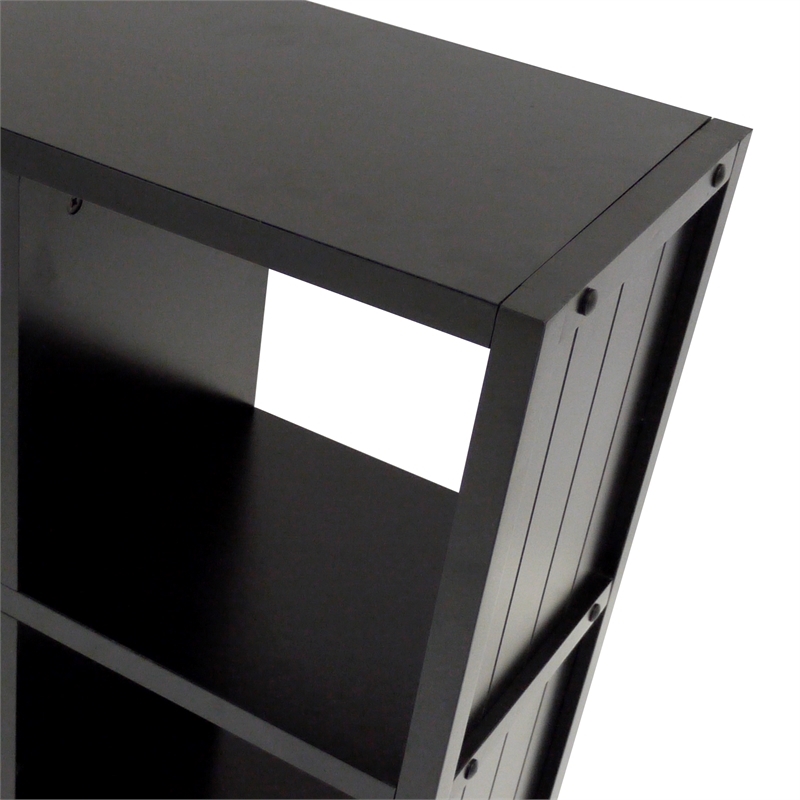 Pemberly Row 3x3 Modern Wood Storage Cabinets with Wainscoting Panel in Black